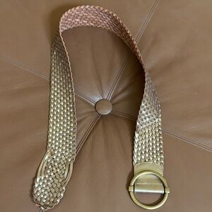 Ann Taylor Woven Metallic Gold Leather Women's Belt